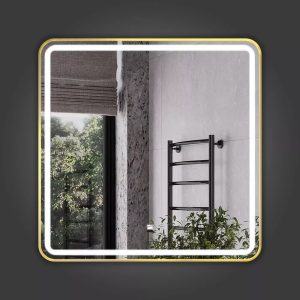 Зеркало Comforty Ситара 80 LED-подсветка, бесконтактный сенсор, антизапотевание Золото матовое 00-00014173CF