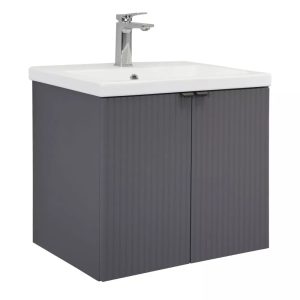 Тумба подвесная Comforty Лима 60 с раковиной Como 60 Антрацит 00-00019236CF