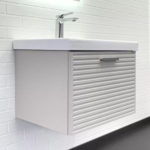 Тумба подвесная Comforty Касабланка 60,5 с раковиной Moduo 60 Серый шелк 00-00019249CF