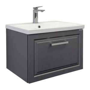 Тумба подвесная Comforty Бросно 60 с раковиной Como 60 Оружейная сталь 00-00020428CF Тумба подвесная Comforty Бросно 60 с раковиной Como 60 Оружейная сталь 00-00020428CF