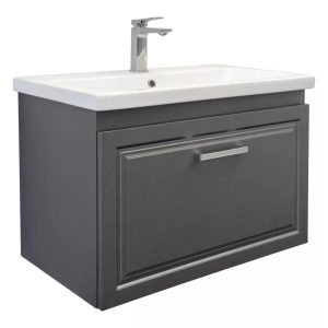 Тумба подвесная Comforty Бросно 80 с раковиной Como 80 Оружейная сталь 00-00020687CF Тумба подвесная Comforty Бросно 80 с раковиной Como 80 Оружейная сталь 00-00020687CF