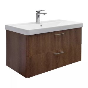 Тумба подвесная Comforty Ангара 91 с раковиной 4490 Дуб темно-коричневый 00-00021037CF