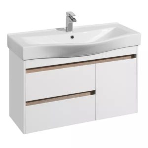 Тумба подвесная Aquaton Нортон 100 с раковиной Беверли Белый глянцевый 1A2490K0NT010