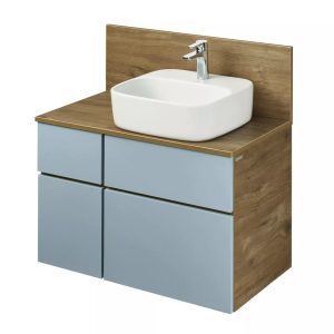 Тумба подвесная Aquaton Мишель 80 со столешницей и панелью с раковиной Одри Дуб Рустикальный / Фьорд 1A2568K0MIDR0