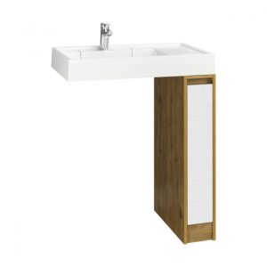 Тумба под стиральную машину напольная Aquaton Лондри 18 Дуб Рустикальный / Белый 1A2671K2LHDR0