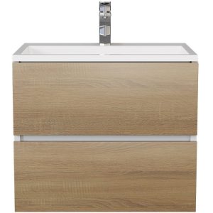 Тумба подвесная Uperwood Barsa 60 с раковиной Белый / Дуб сонома 2930205646