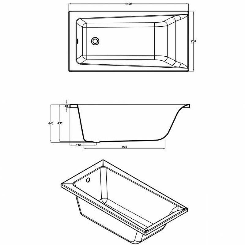 Ванна акриловая Cersanit Lorena 140х70 Белый 63345 Ванна акриловая Cersanit Lorena 140х70 Белый 63345 — изображение 3