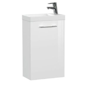 Тумба подвесная Cersanit Lara 40 с раковиной, смесителем и сифоном Белый глянцевый 64228