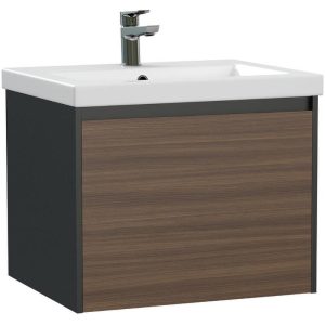 Тумба подвесная Cersanit Grande 55 Черный / Орех 64759