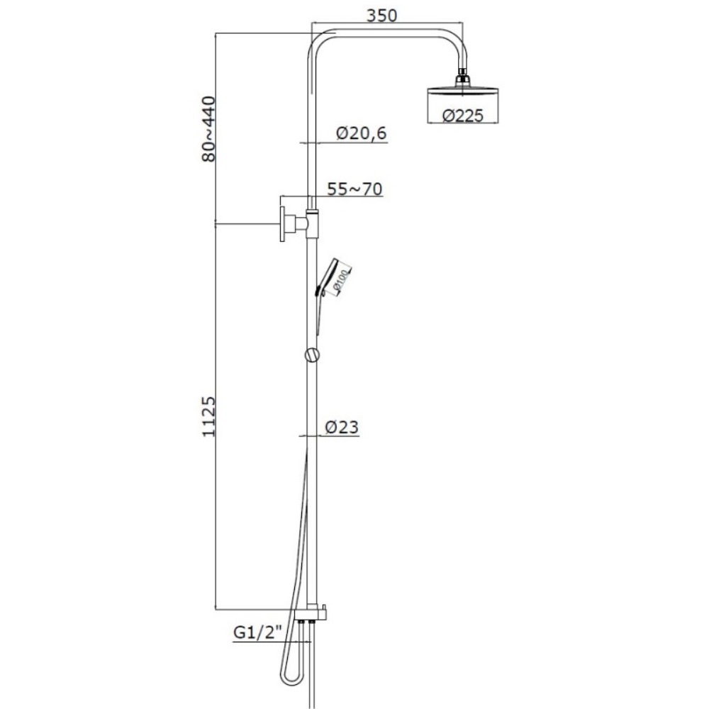 Душевая стойка Azario Mano Хром глянцевый AZ-15780201 Душевая стойка Azario Mano Хром глянцевый AZ-15780201 — изображение 2