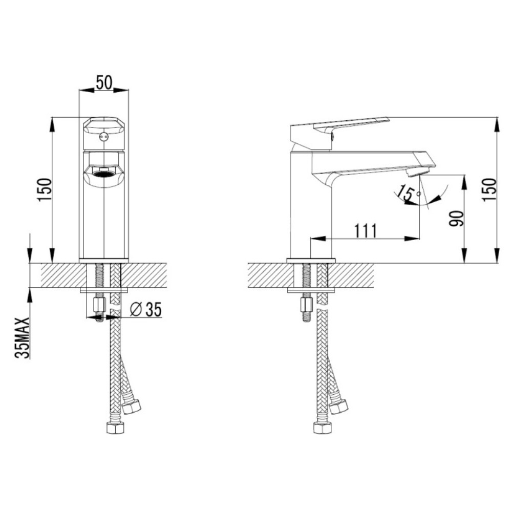 Смеситель для раковины Azario Castelo Хром глянцевый AZ-VJC168274C Смеситель для раковины Azario Castelo Хром глянцевый AZ-VJC168274C — изображение 2