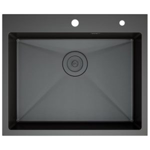 Мойка кухонная D&K 60х45 выпуск с переливом, корзина, дозатор Графит матовый DKS604506 Мойка кухонная D&K 60х45 выпуск с переливом, корзина, дозатор Графит матовый DKS604506