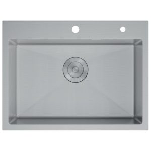 Мойка кухонная D&K 60х50 выпуск с переливом, корзина, дозатор Сатин DKS605004 Мойка кухонная D&K 60х50 выпуск с переливом, корзина, дозатор Сатин DKS605004