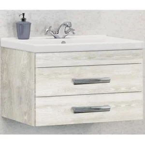 Тумба подвесная Comforty Никосия 80 + раковина Дуб белый 00004138839CF