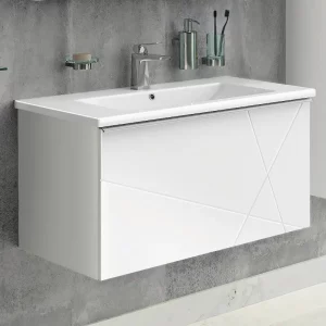 Тумба подвесная Comforty Мерано 91 + раковина Белый матовый 00-00010665