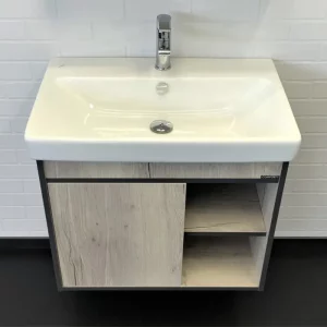 Тумба подвесная Comforty Вена 70,5 + раковина Дуб дымчатый 00-00008929CF