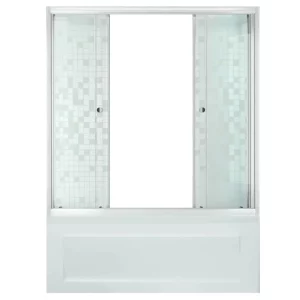 Шторка для ванны Triton Аква 170см с узором Мозаика, Белый / Матовое