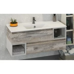 Тумба подвесная Comforty Турин 121 + раковина Дуб 4137137