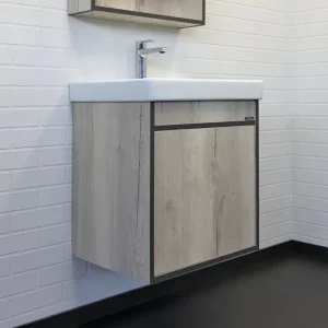 Тумба подвесная Comforty Вена 55 + раковина Дуб дымчатый 00-00008928CF