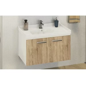 Тумба подвесная Comforty Рига 82 + раковина Дуб 00004139026CF