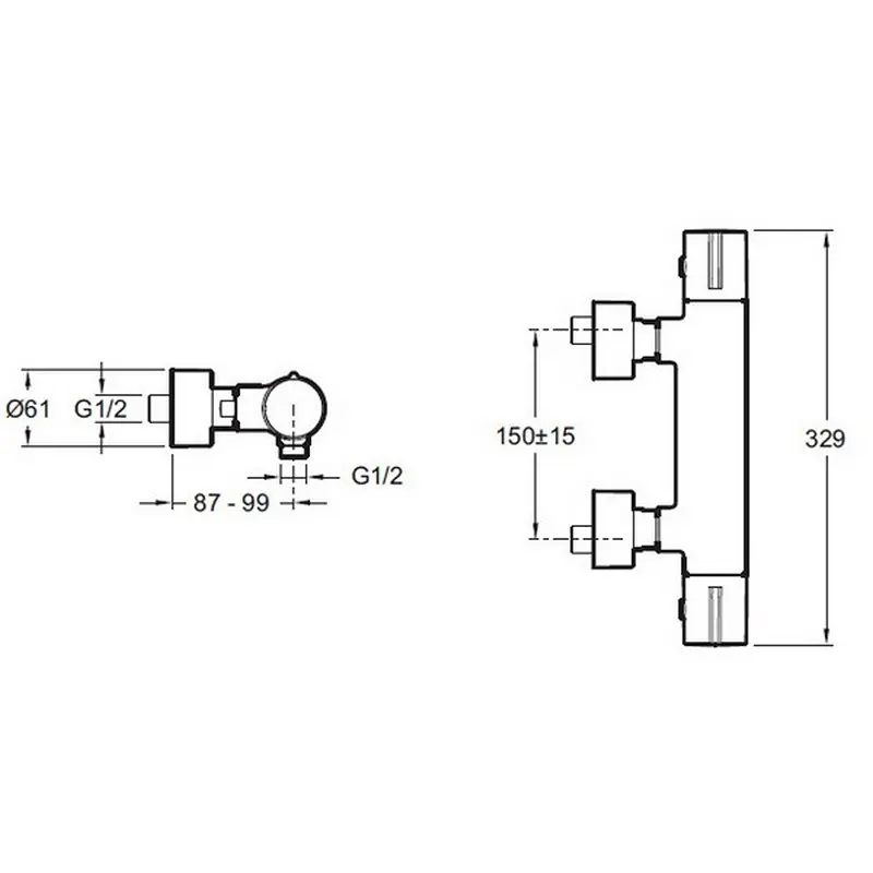 Смеситель для душа Jacob Delafon Toobi с термостатом E8991-CP Смеситель для душа Jacob Delafon Toobi с термостатом E8991-CP — изображение 2