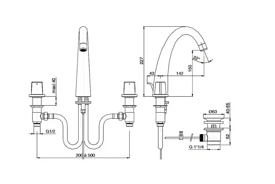 Смеситель для раковины Jacob Delafon Elevation на 3 отверстия E18871-CP Смеситель для раковины Jacob Delafon Elevation на 3 отверстия E18871-CP — изображение 2