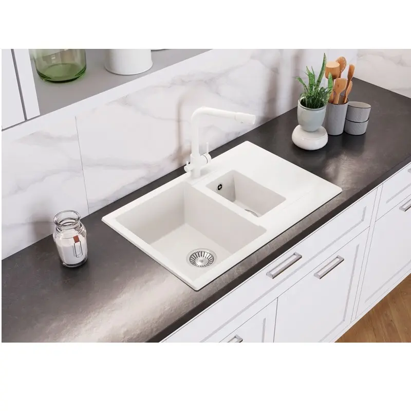 Мойка кухонная Polygran Brig 77 473400 Белый хлопок Мойка кухонная Polygran Brig 77 473400 Белый хлопок — изображение 2