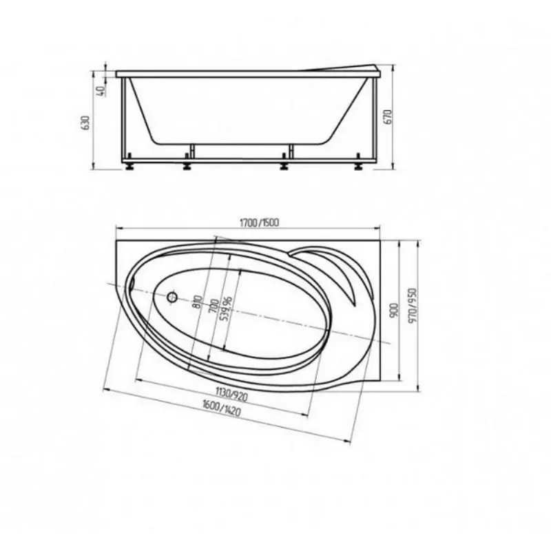Ванна акриловая Aquatek Бетта 150х95 (каркас + слив-перелив + экран) левая Белый BET150-0000067 Ванна акриловая Aquatek Бетта 150х95 (каркас + слив-перелив + экран) левая Белый BET150-0000067 — изображение 3