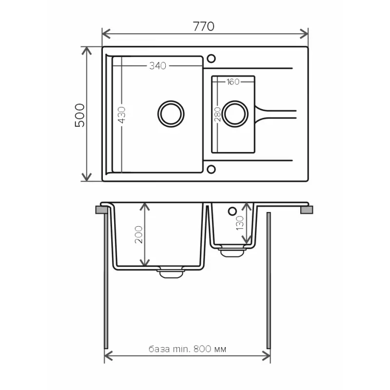 Мойка кухонная Polygran Brig 77 621404 Черный матовый Мойка кухонная Polygran Brig 77 621404 Черный матовый — изображение 3