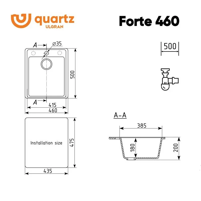 Мойка кухонная Ulgran Quartz Forte 460-08 Космос Мойка кухонная Ulgran Quartz Forte 460-08 Космос — изображение 2