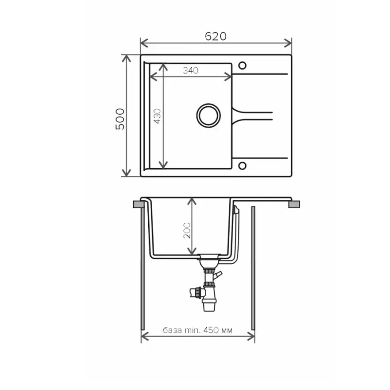 Мойка кухонная Polygran Gals 62 444508 Серый Мойка кухонная Polygran Gals 62 444508 Серый — изображение 3