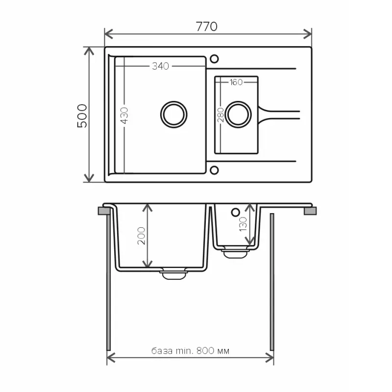 Мойка кухонная Polygran Brig 77 473400 Белый хлопок Мойка кухонная Polygran Brig 77 473400 Белый хлопок — изображение 3