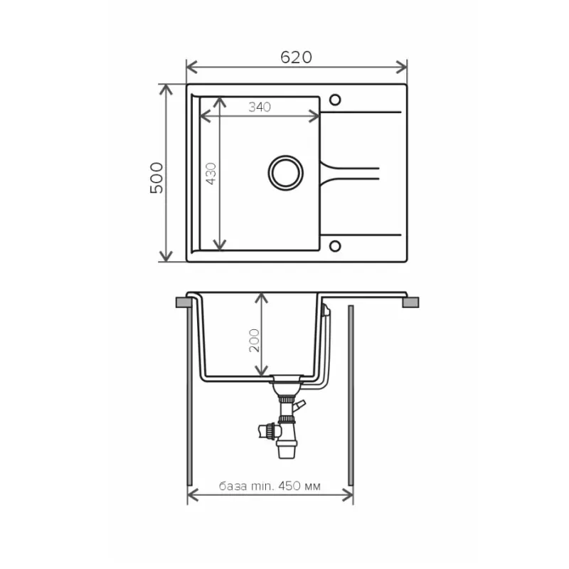 Мойка кухонная Polygran Gals 62 444546 Песочный Мойка кухонная Polygran Gals 62 444546 Песочный — изображение 3