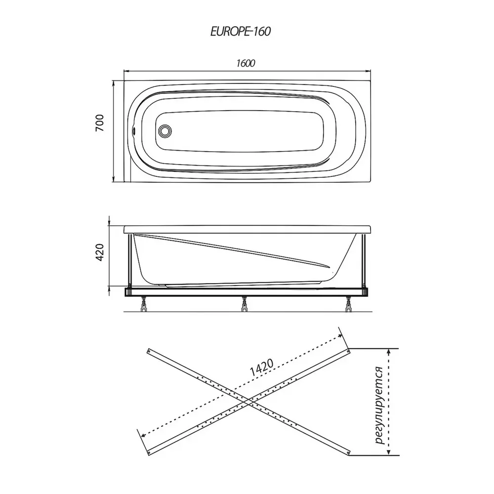 Ванна акриловая Triton Европа 160х70 Ванна акриловая Triton Европа 160х70 — изображение 3