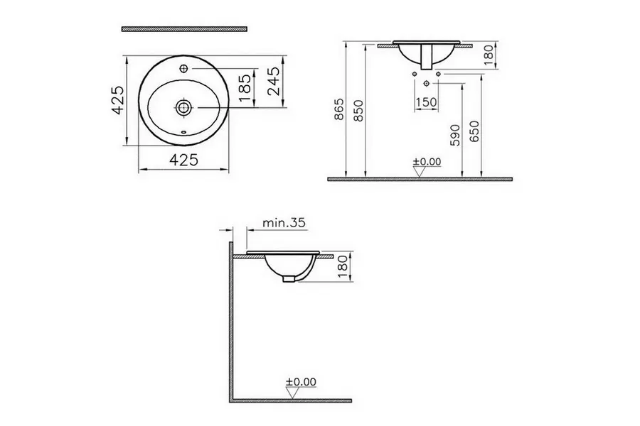 Раковина встраиваемая Vitra S20 45х45 Раковина встраиваемая Vitra S20 45х45 — изображение 3