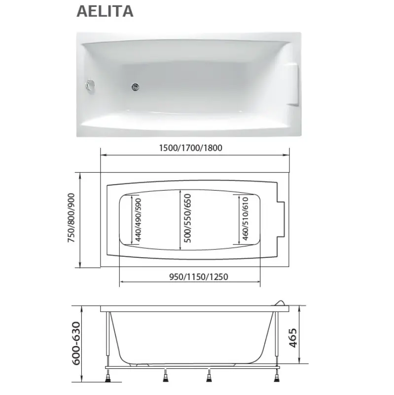 Ванна акриловая 1MarKa Aelita 170х90 Белый 01аэ1790 Ванна акриловая 1MarKa Aelita 170х90 Белый 01аэ1790 — изображение 4