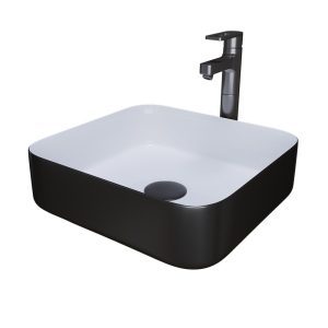 Раковина накладная Grossman Color 38 Черный / Белый GR-4042BW