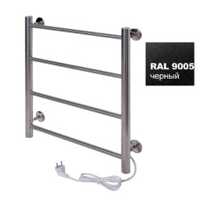Полотенцесушитель электрический Тера Классика 40х60 кнопка включения, телескоп.держатели Черный матовый ПСК-09-01ч