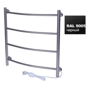 Полотенцесушитель электрический Тера Ребро 50х60 кнопка включения, телескоп.держатели Черный матовый ПСК-10-02ч