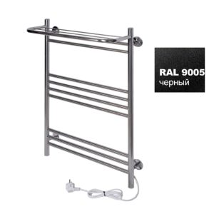Полотенцесушитель электрический Тера Богема 50х80 кнопка включения, телескоп.держатели Черный матовый ПСК-14-06ч