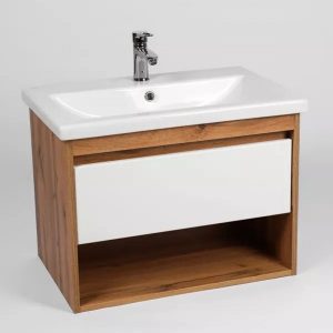 Тумба подвесная Viant Бостон 70 с раковиной Como Белый / Дуб Вотан VBOS70CO-T1YP